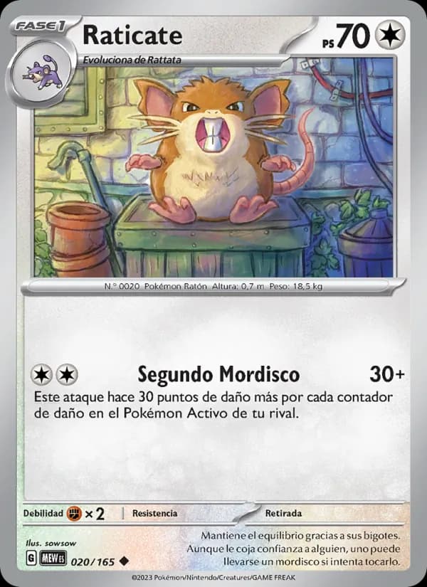 Raticate card in Spanish