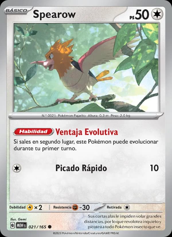 Spearow card in Spanish