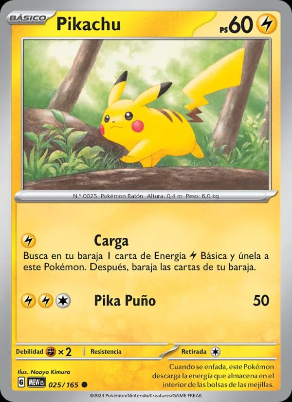 Pikachu card in Spanish