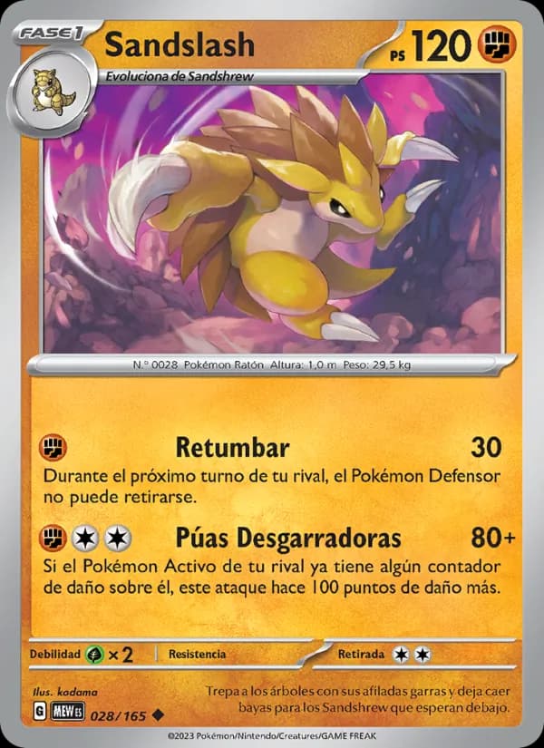 Sandslash card in Spanish