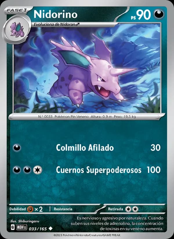 Nidorino card in Spanish