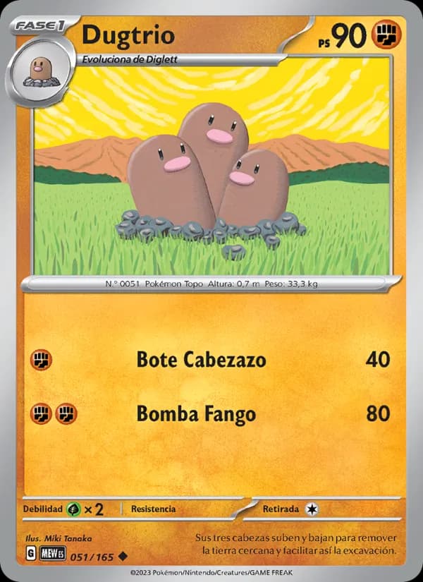 Dugtrio card in Spanish