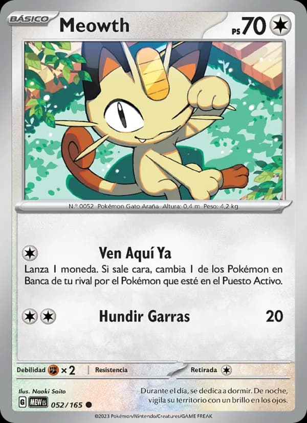 Meowth card in Spanish
