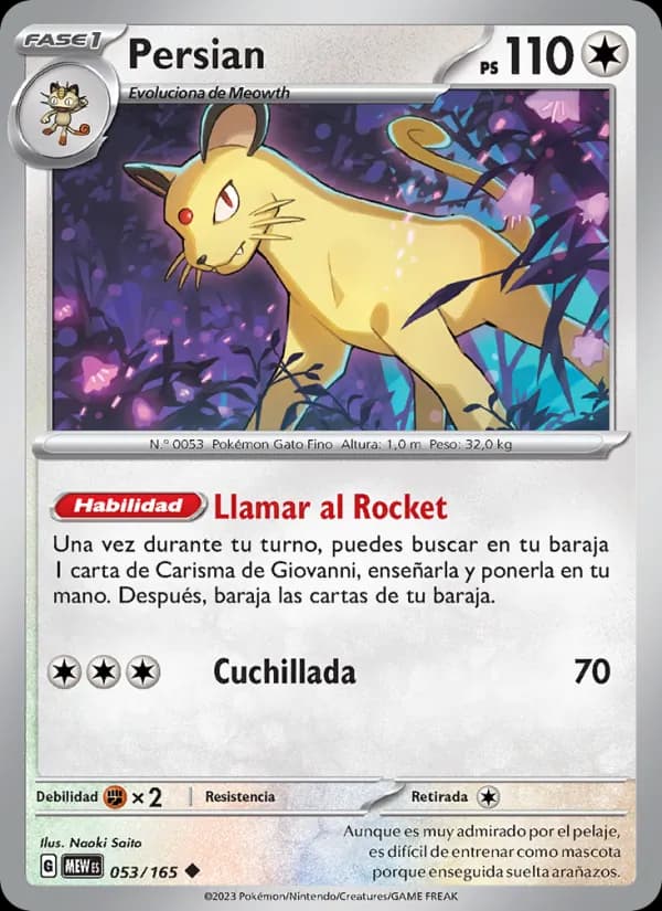 Persian card in Spanish