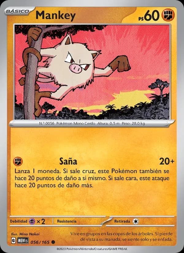 Mankey card in Spanish