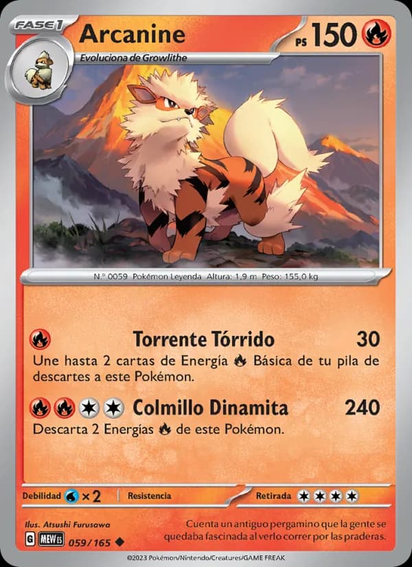 Arcanine card in Spanish