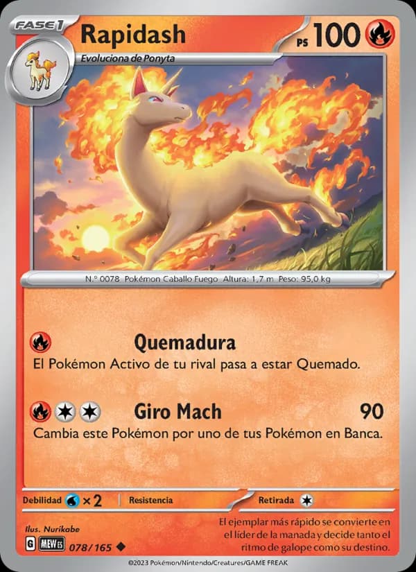 Rapidash card in Spanish
