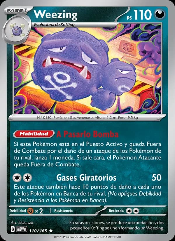 Weezing card in Spanish