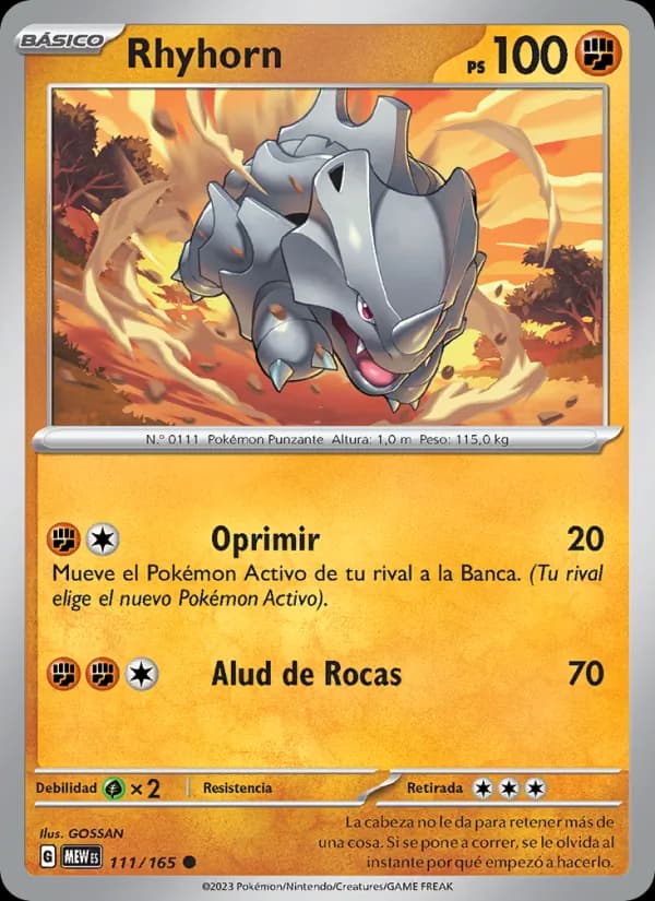 Rhyhorn card in Spanish