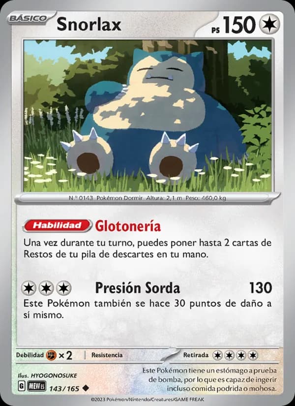 Snorlax card in Spanish