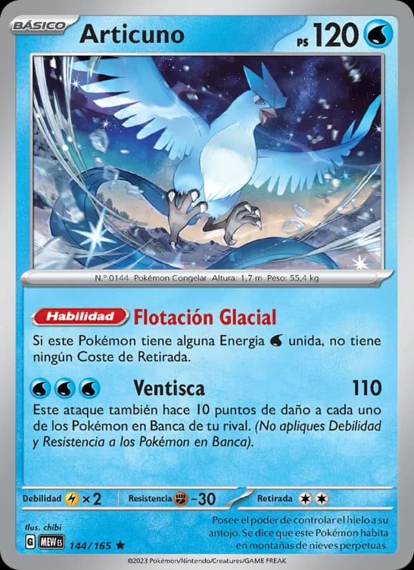 Articuno card in Spanish