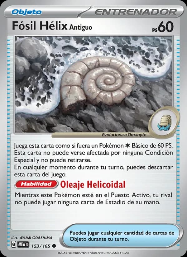 Fósil Hélix Antiguo card in Spanish