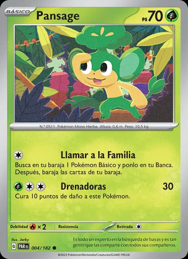 Pansage card in Spanish