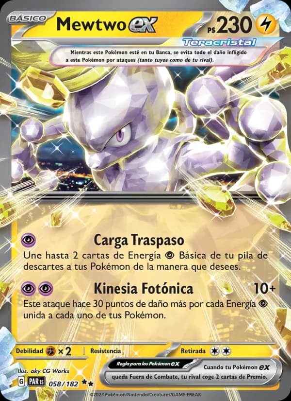 Mewtwo ex card in Spanish