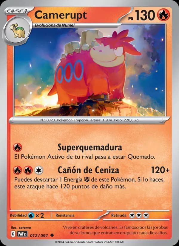 Camerupt card in Spanish