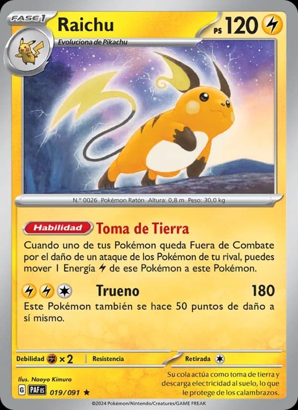 Raichu card in Spanish