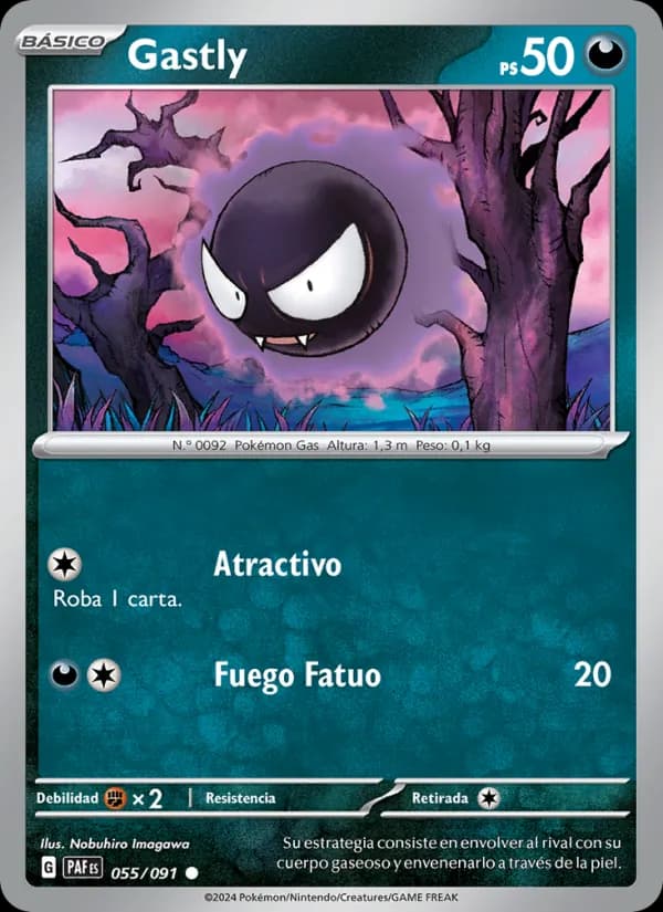 Gastly card in Spanish