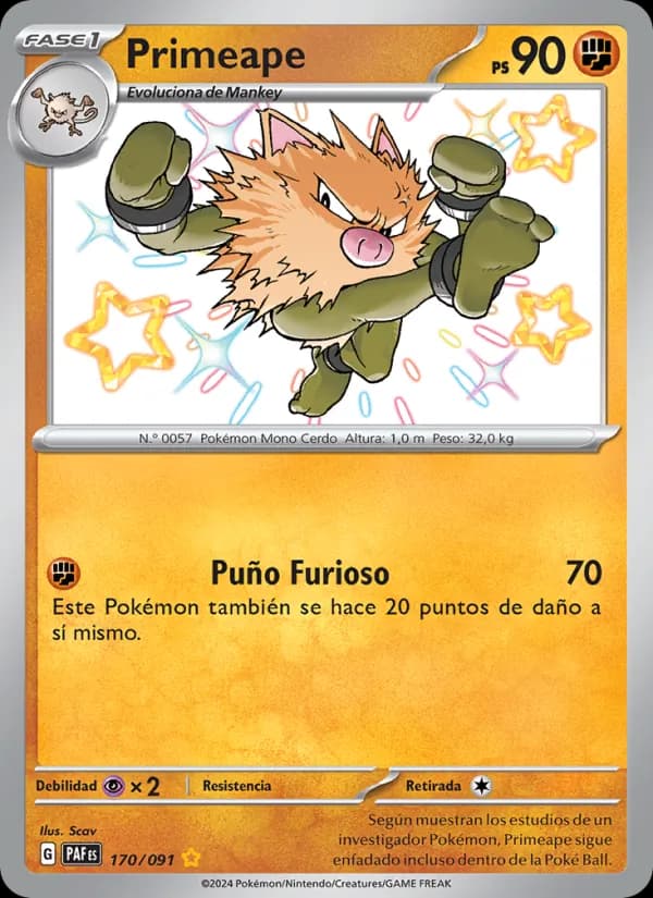 Primeape card in Spanish