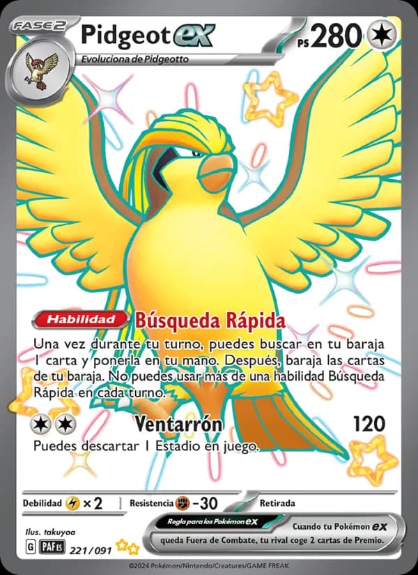 Pidgeot ex card in Spanish
