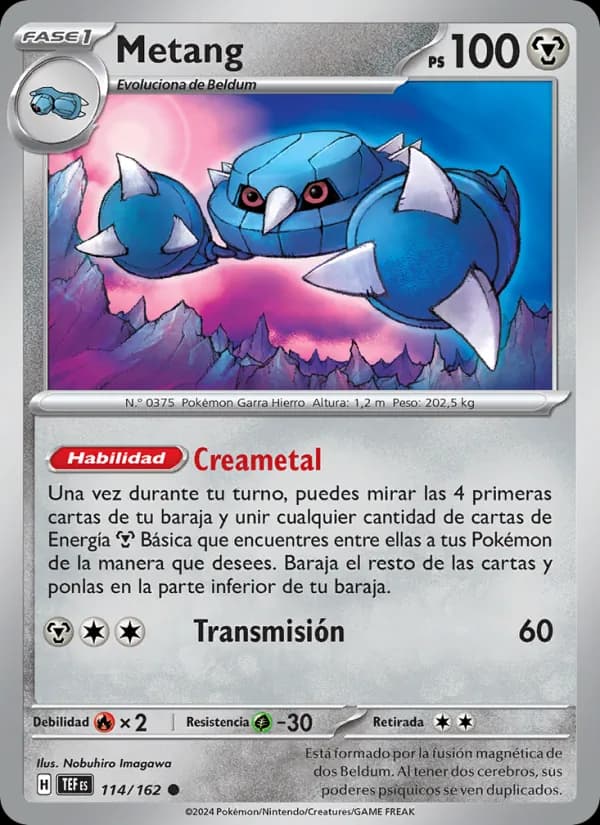 Metang card in Spanish