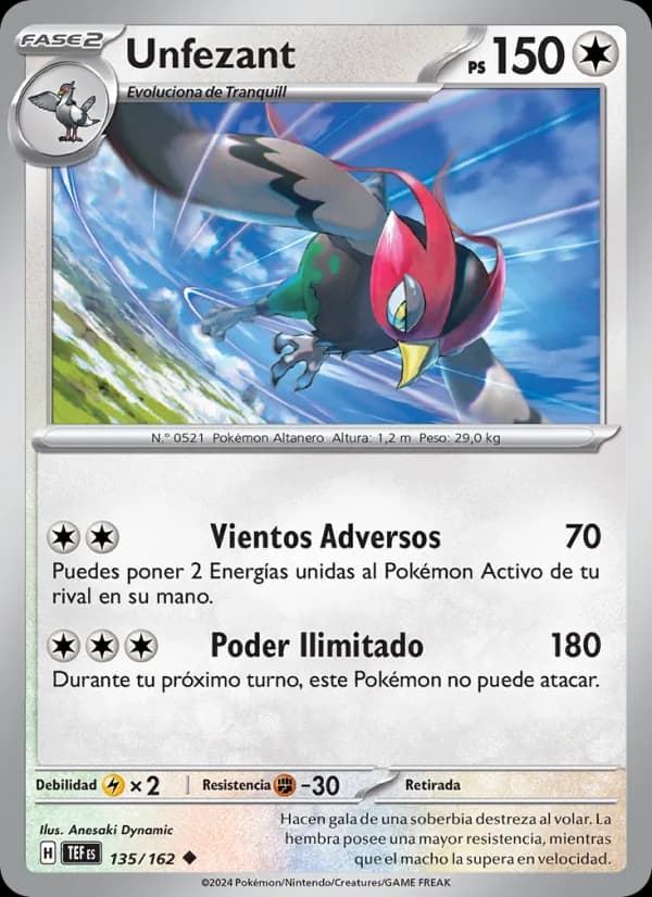 Unfezant card in Spanish