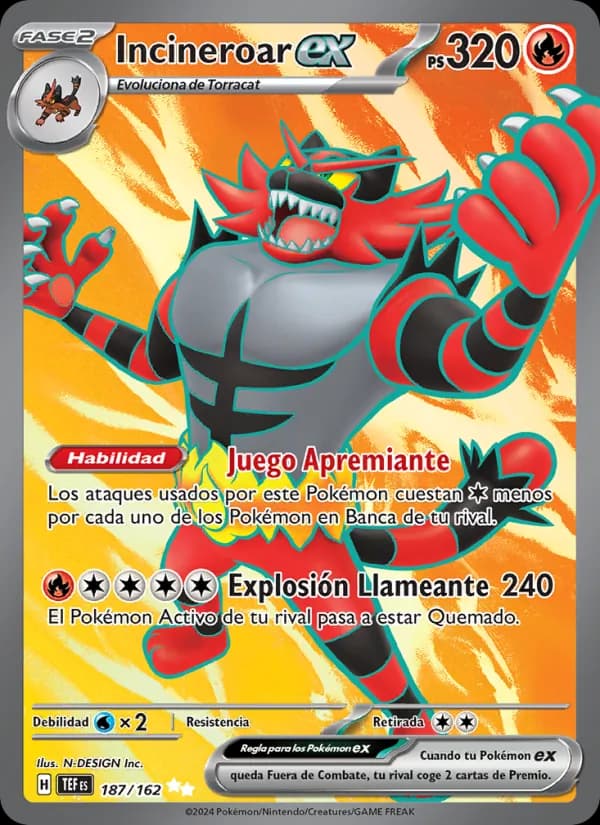 Incineroar ex card in Spanish