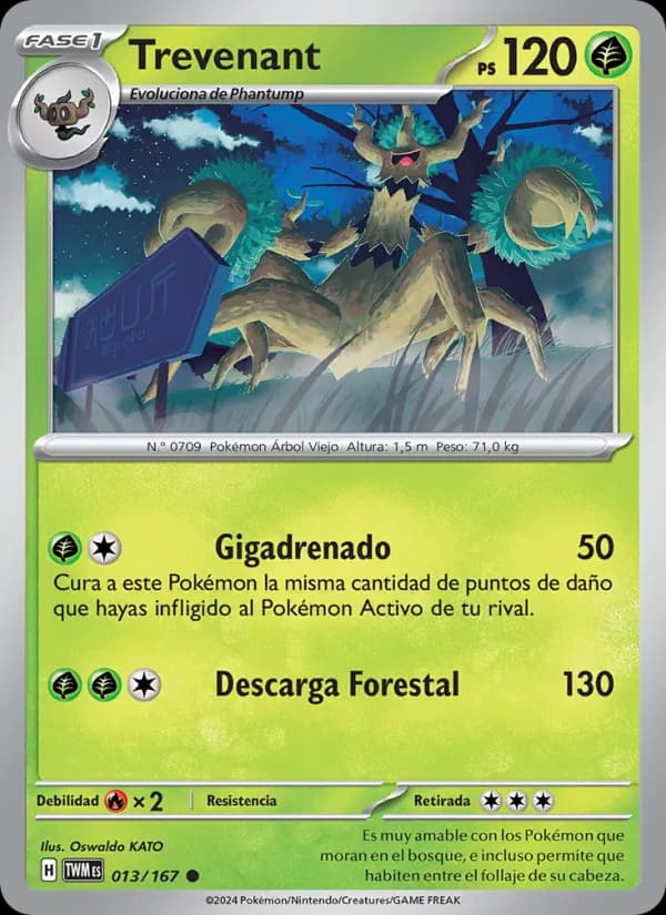Trevenant card in Spanish