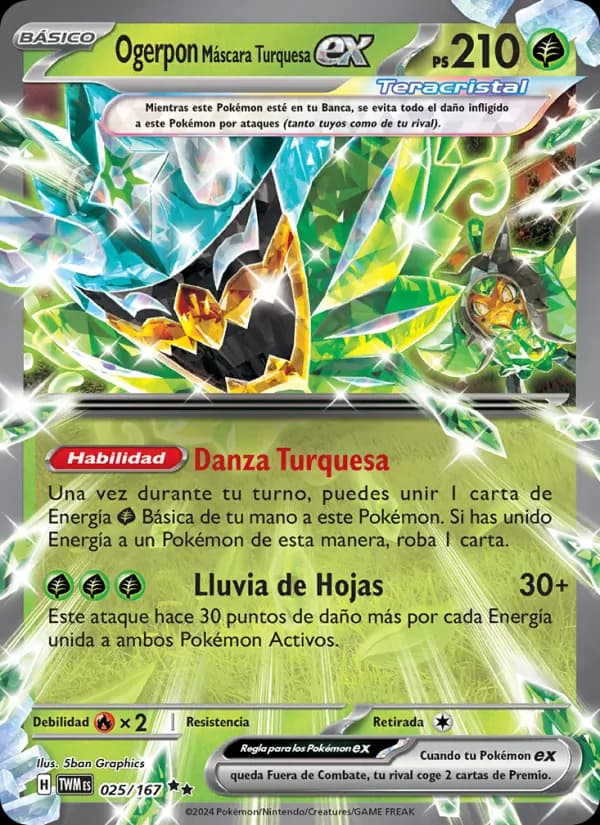 Ogerpon Máscara Turquesa ex card in Spanish