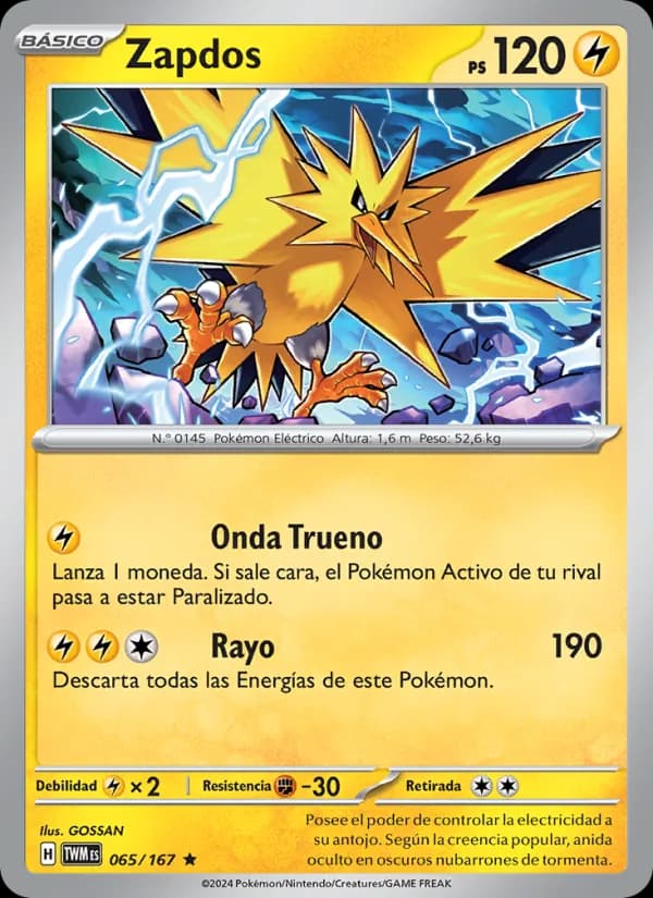 Zapdos card in Spanish