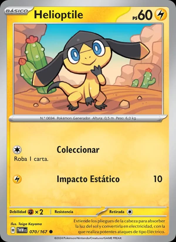 Helioptile card in Spanish