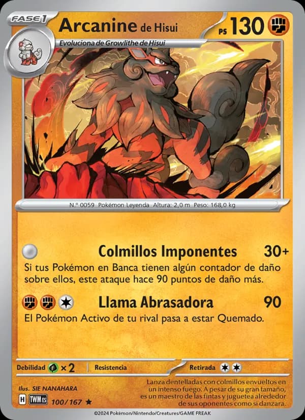 Arcanine de Hisui card in Spanish