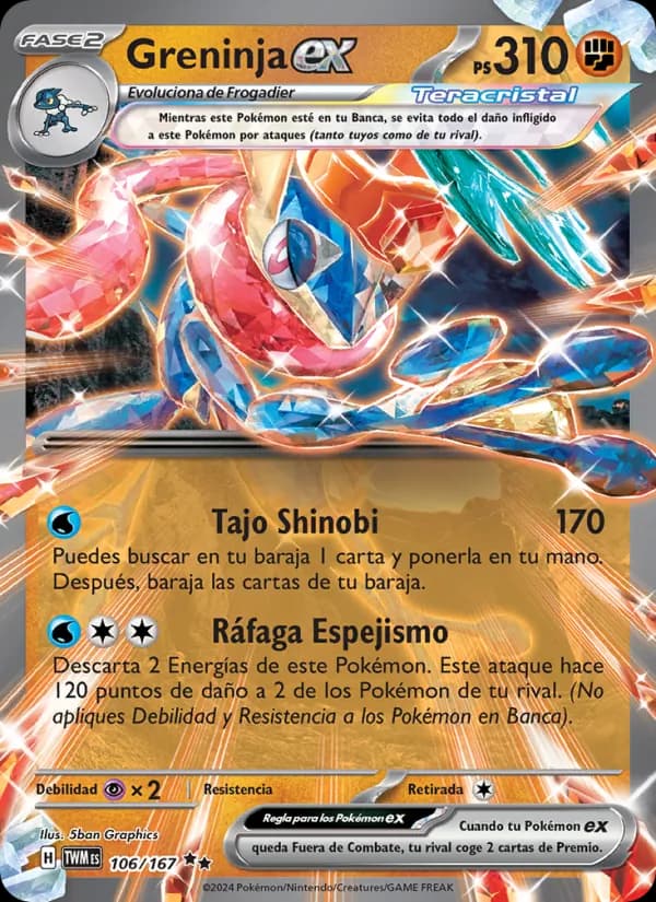 Greninja ex card in Spanish