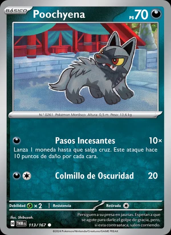 Poochyena card in Spanish