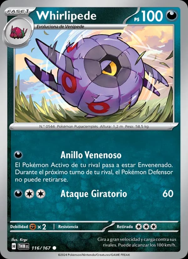 Whirlipede card in Spanish