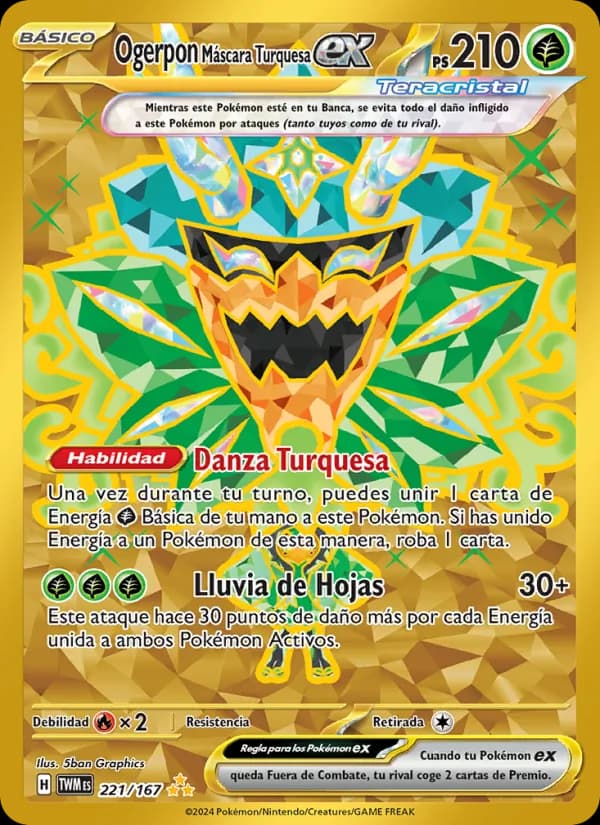 Ogerpon Máscara Turquesa ex card in Spanish