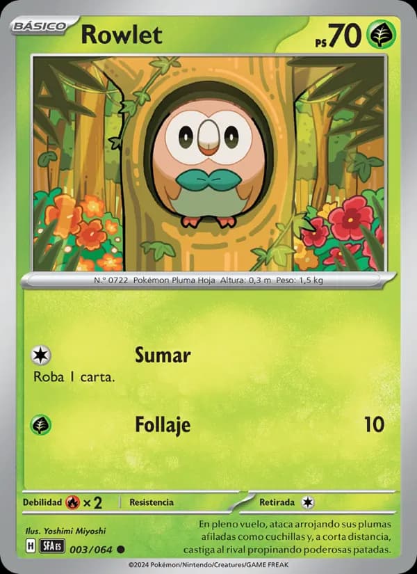 Rowlet card in Spanish