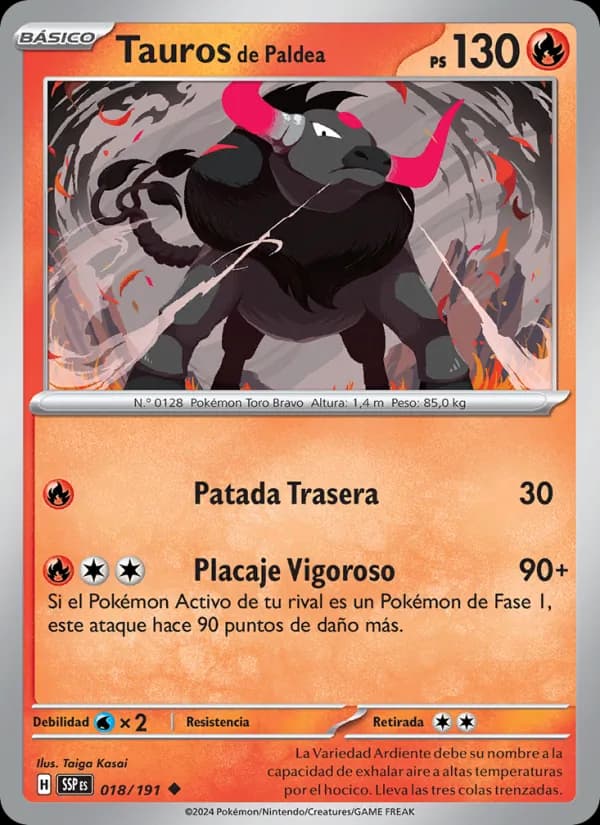 Tauros de Paldea card in Spanish