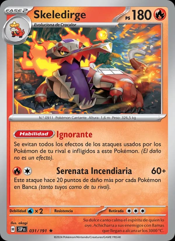 Skeledirge card in Spanish