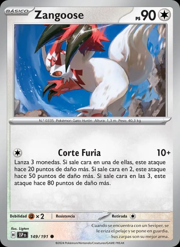 Zangoose card in Spanish