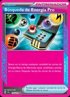 Búsqueda de Energía Pro card in Spanish