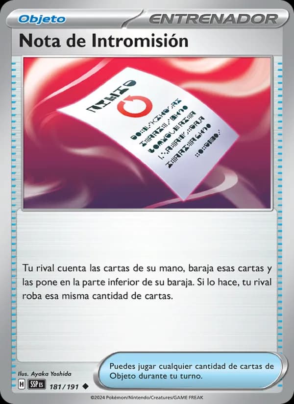 Nota de Intromisión card in Spanish