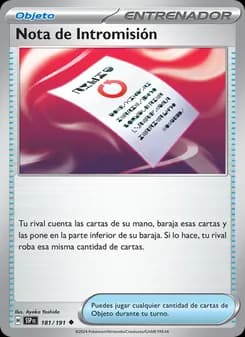 Nota de Intromisión card in Spanish