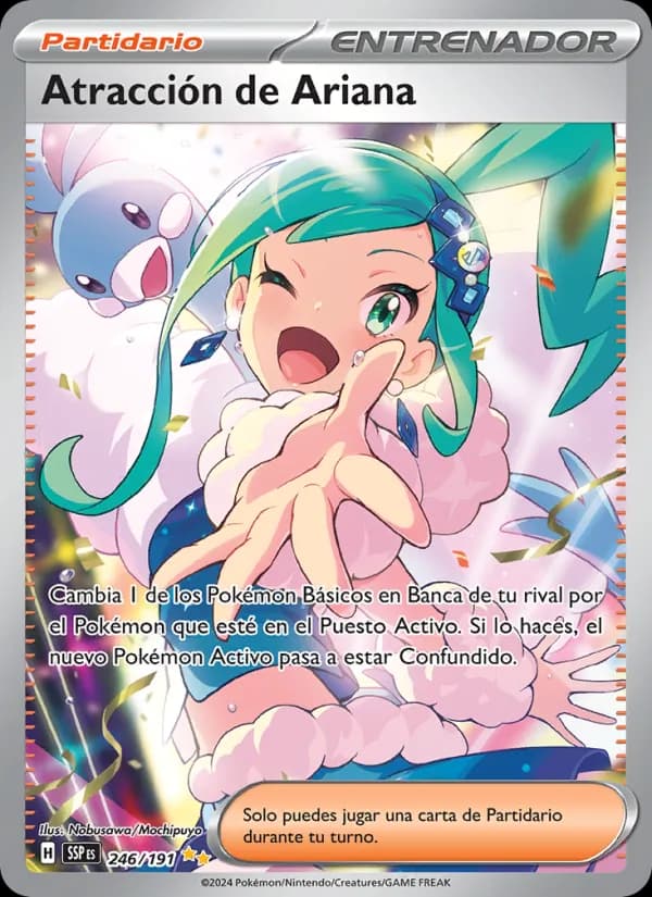 Atracción de Ariana card in Spanish