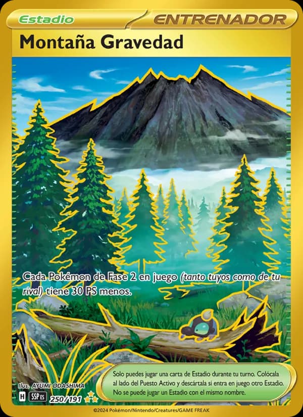 Montaña Gravedad card in Spanish