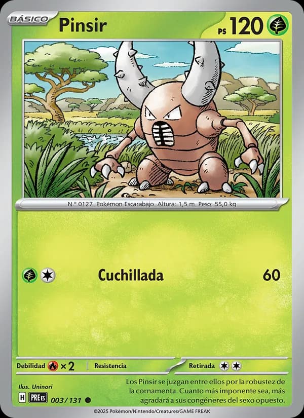 Pinsir card in Spanish