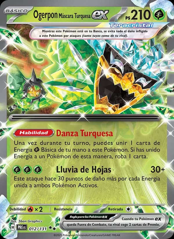 Ogerpon Máscara Turquesa ex card in Spanish