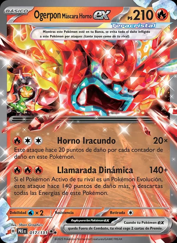 Ogerpon Máscara Horno ex card in Spanish