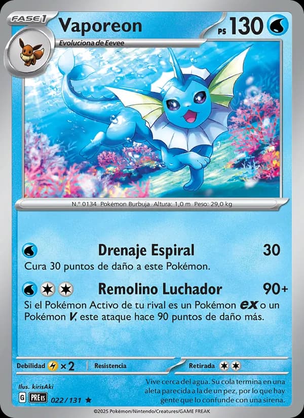 Vaporeon card in Spanish