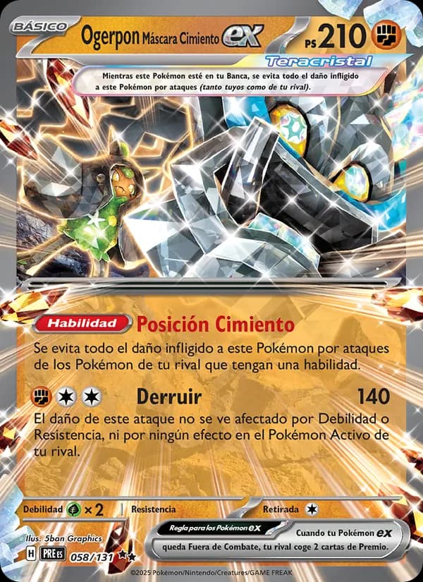 Ogerpon Máscara Cimiento ex card in Spanish