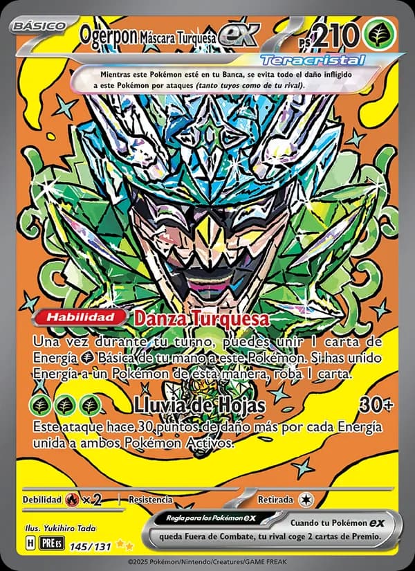 Ogerpon Máscara Turquesa ex card in Spanish